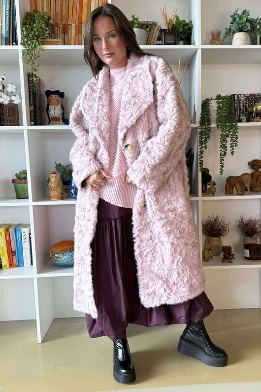 Paloma Dusk Premium Faux Fur Coat Soft Rose /20=